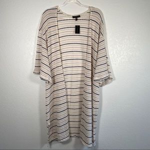 Lane Bryant Long knit caftan duster cover size 22/24 striped white, pink, blue
